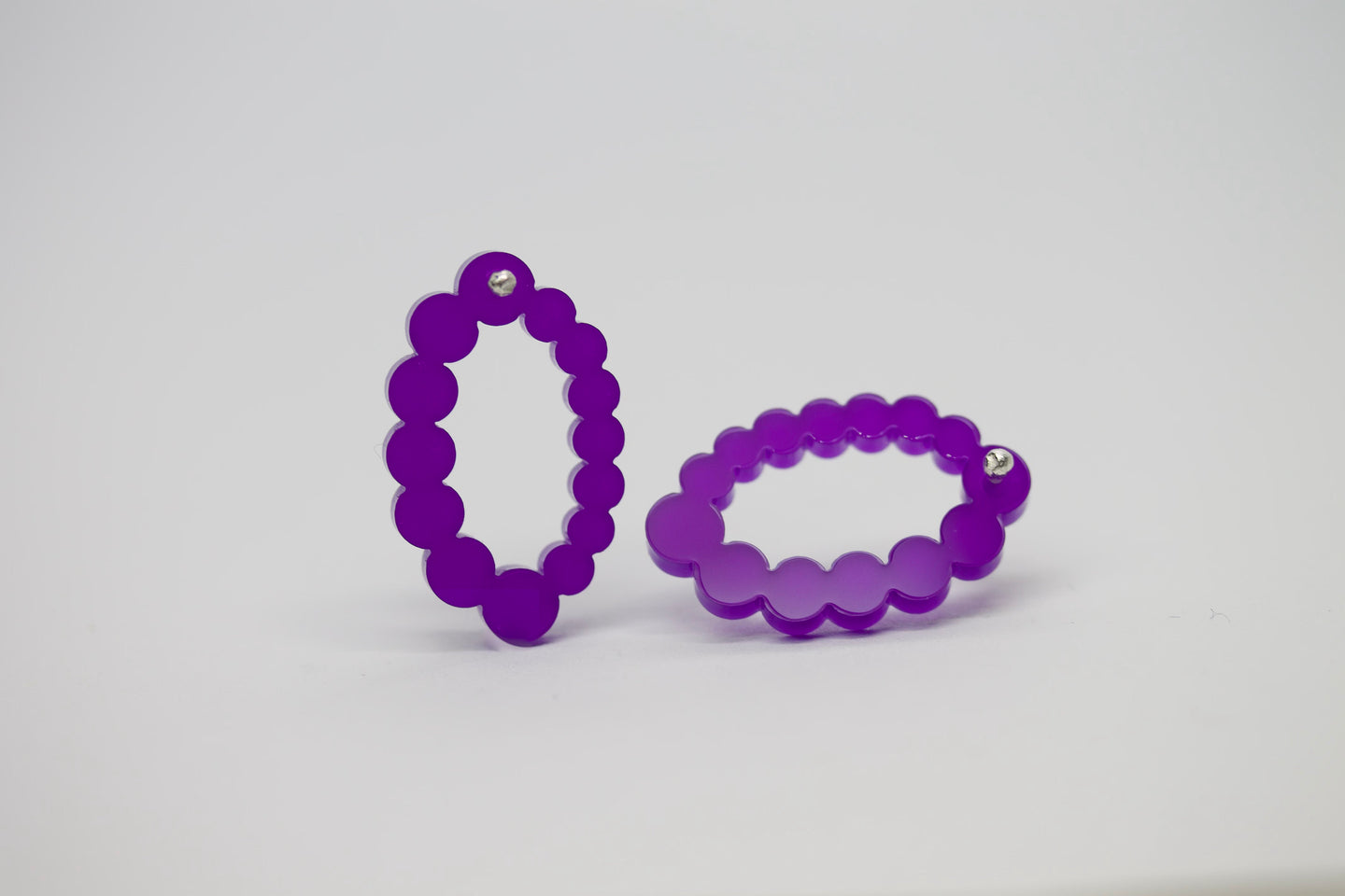 Methacrylate and silver earring - Purple